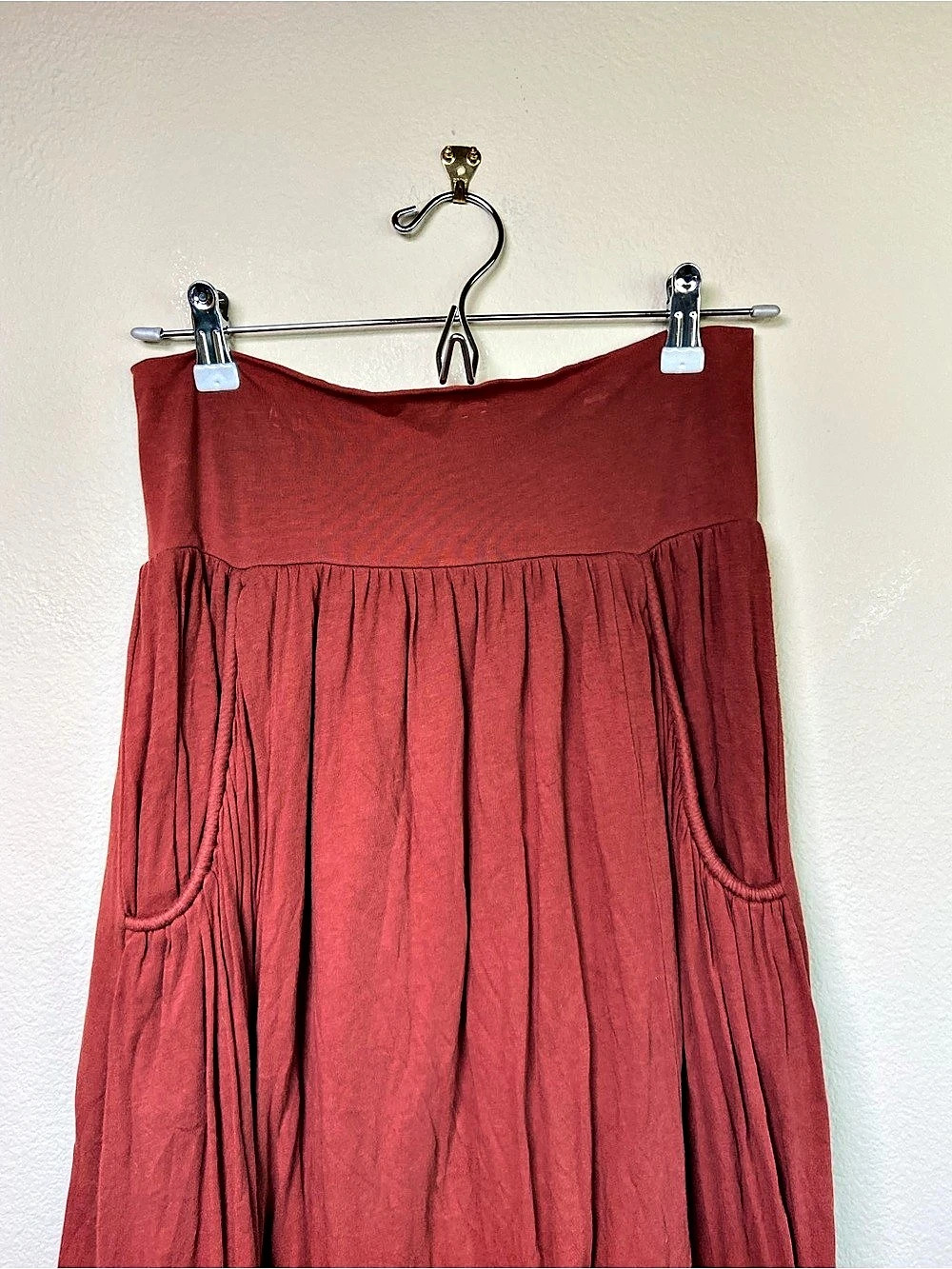 Garnet Hill Favorite Knit Maxi Skirt Red Medium - Picture 3 of 8